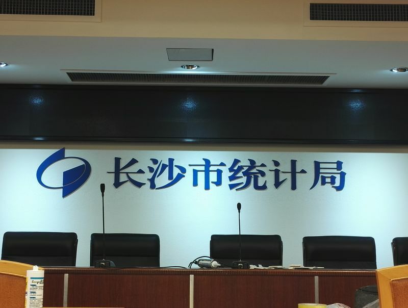 长沙市统计局会议背景LOGO形象墙制作